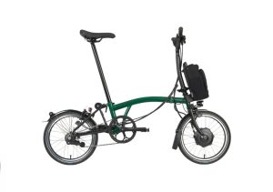 Bicicletta Elettrica Pieghevole Brompton C line Electric M12L, Racing Green, sella wide