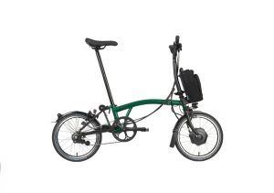 Bicicletta Elettrica Pieghevole Brompton C line Electric M4L, Racing Green, sella wide